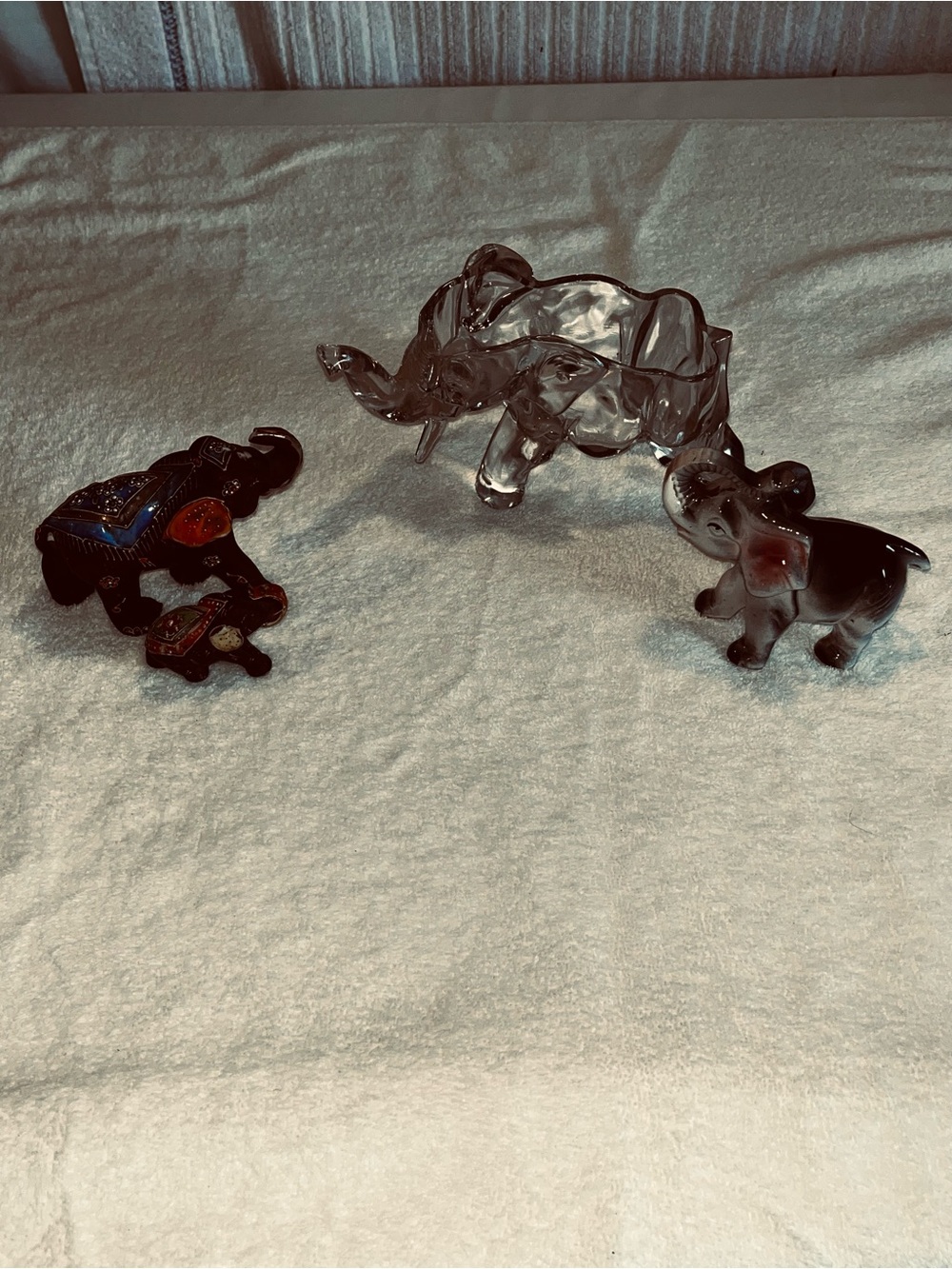 Elephant Figurine Lot of 4 Glass Planter Decorative Collectible Elephants